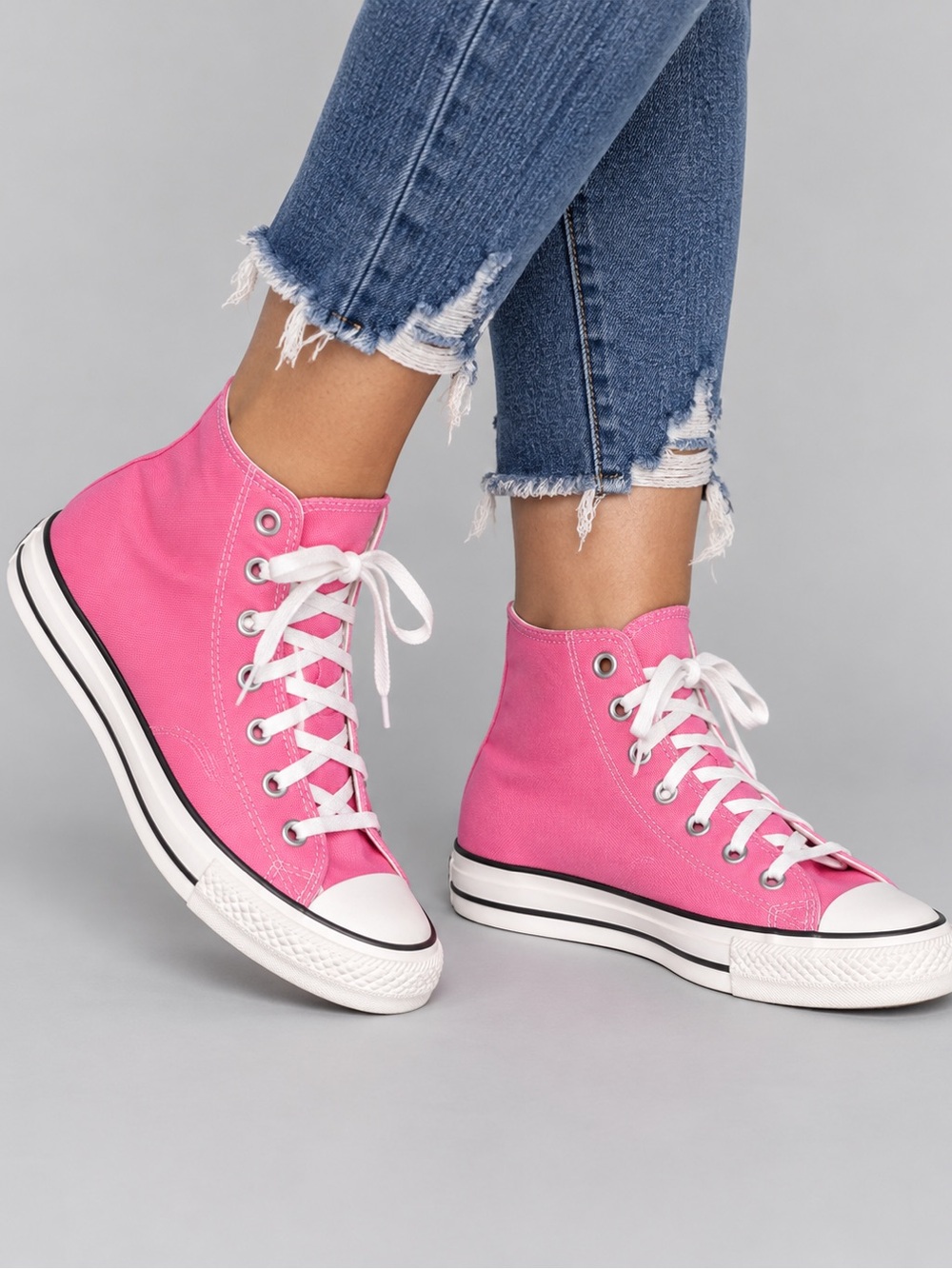 Converse High-Top Sneakers - Hot Pink & White